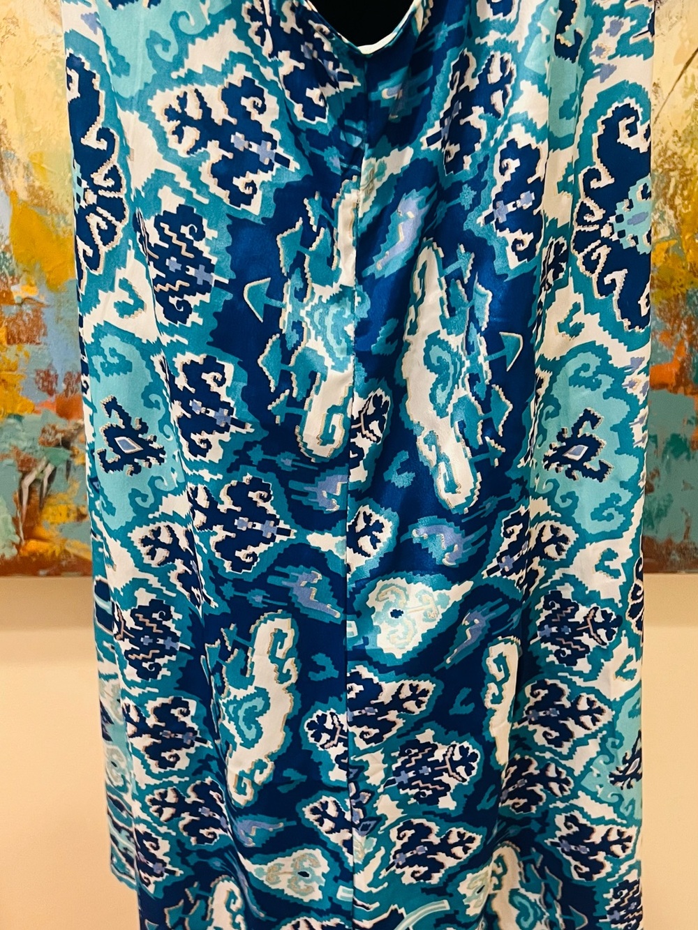Eva Collection Santorini Greece Silk Blend Halter Shift Dress M - Picture 9 of 16